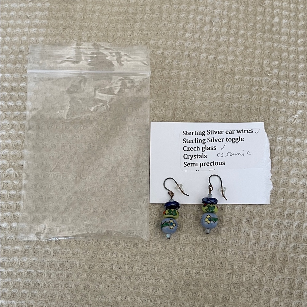 Sterling Silver Earrings with Czech Glass Beads